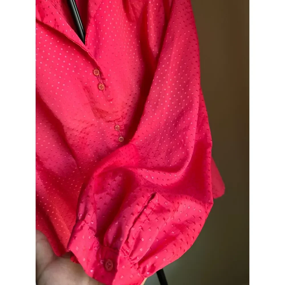 Vintage 1970s You Babes Pink Dagger Collar Prairie Disco Blouse Rare Tag - Picture 4 of 9